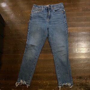 Madewell Distressed Blue Straight Leg Jeans